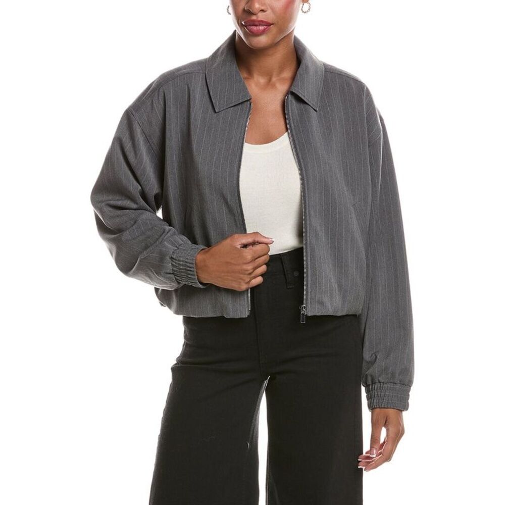 Derek Lam 10 Crosby Womens  Arlenis Zip Blouson Jacket, Grey